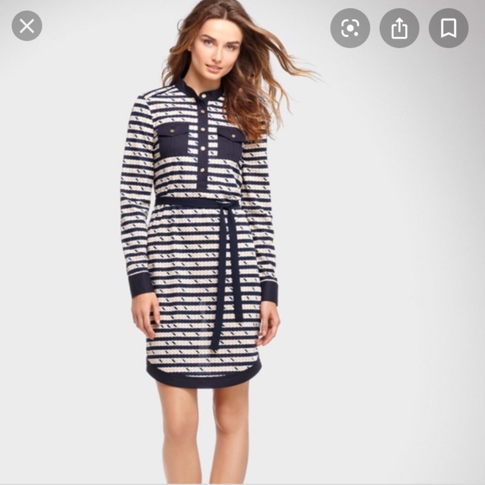 Tory Burch Navy and Tan Nautical Rope Dress